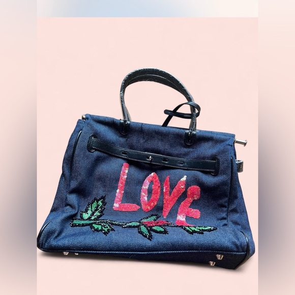 Embroidered Love Handbag with New Straps, NWOT - Picture 1 of 5